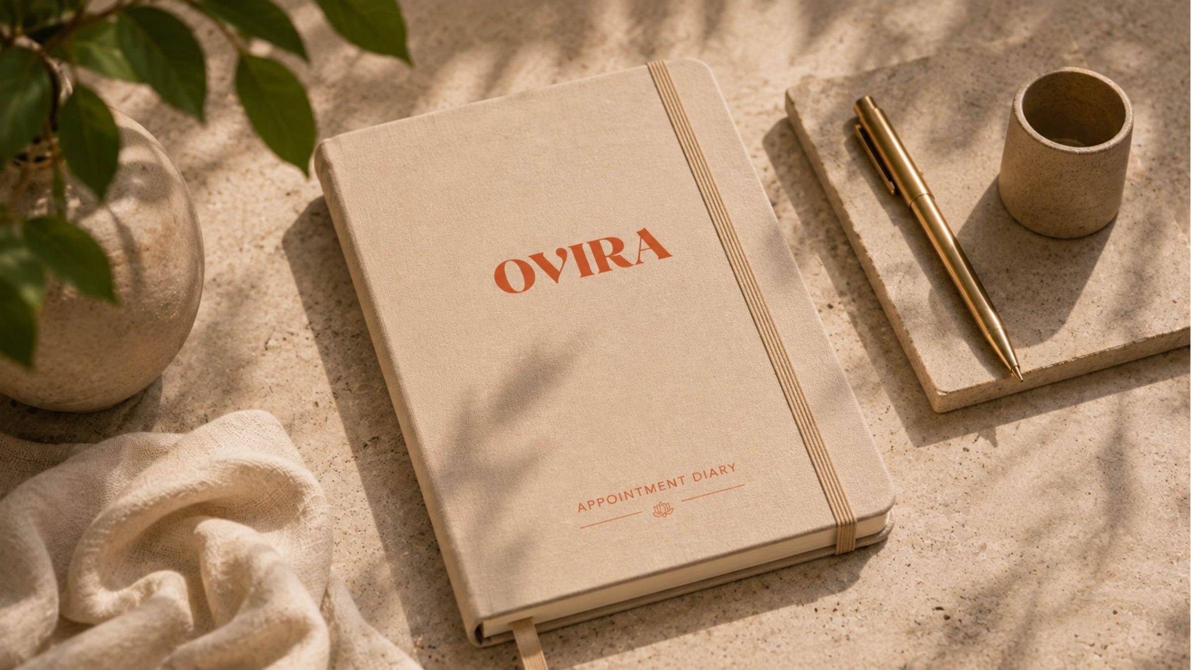 Ovira Ayurveda branded appointment diary.